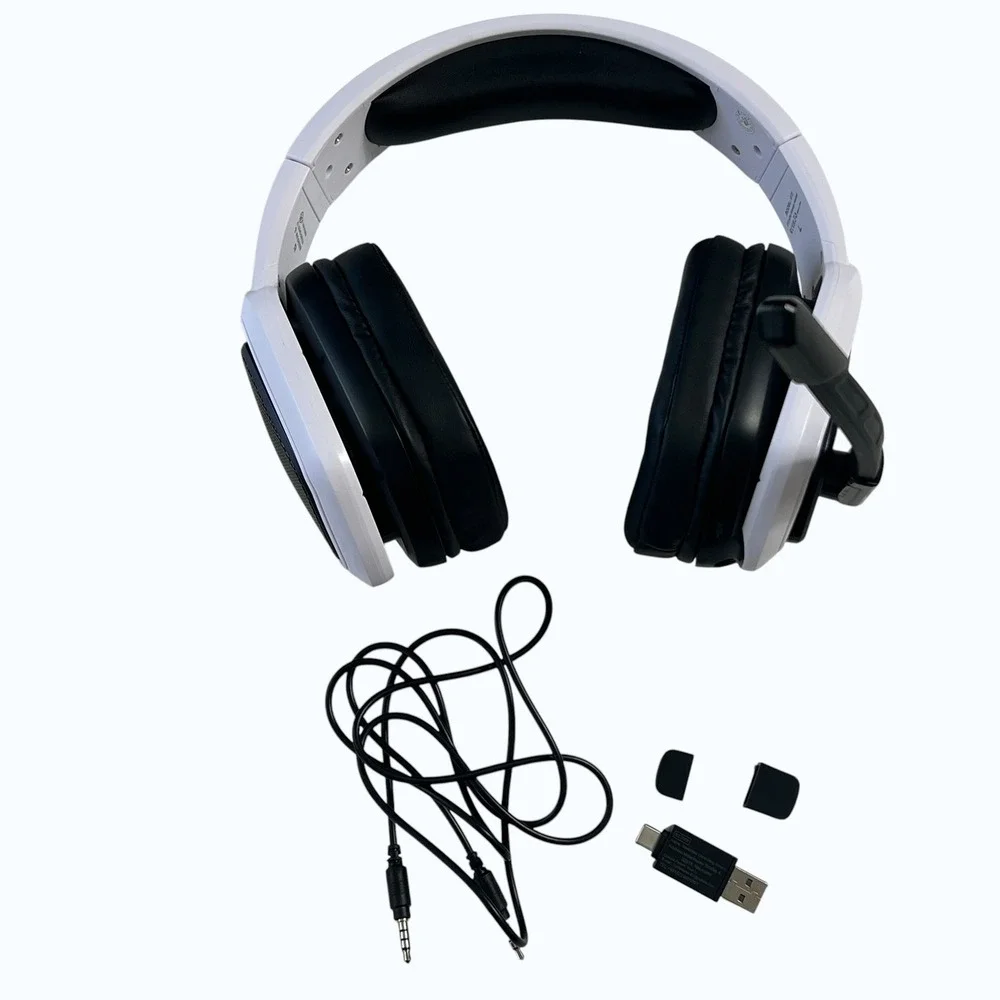 Tatybo WT5 Wireless Gaming Headset White‎ RGB 7.1 Surround Sound PC PS4 PS5